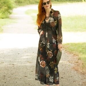Soft Surroundings Floral Black Maxi Dress